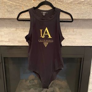 NWOT- GUESS gold foil bodysuit